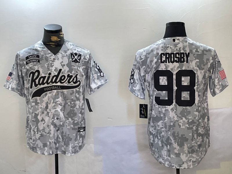 Men Oakland Raiders 98 Crosby Nike Arctic Camo 2024 Salute to Service Limited NFL Jersey style 3